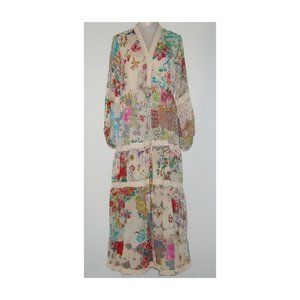 NWT Johnny Was MILANA Lace Trim FLORAL Women's Maxi Dress M MSRP $445